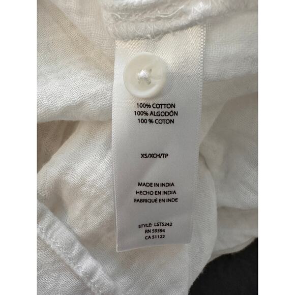 New BEACHLUNCHLOUNGE White Cotton Long Sleeve Button-Up Shirt Size XS - Picture 5 of 5